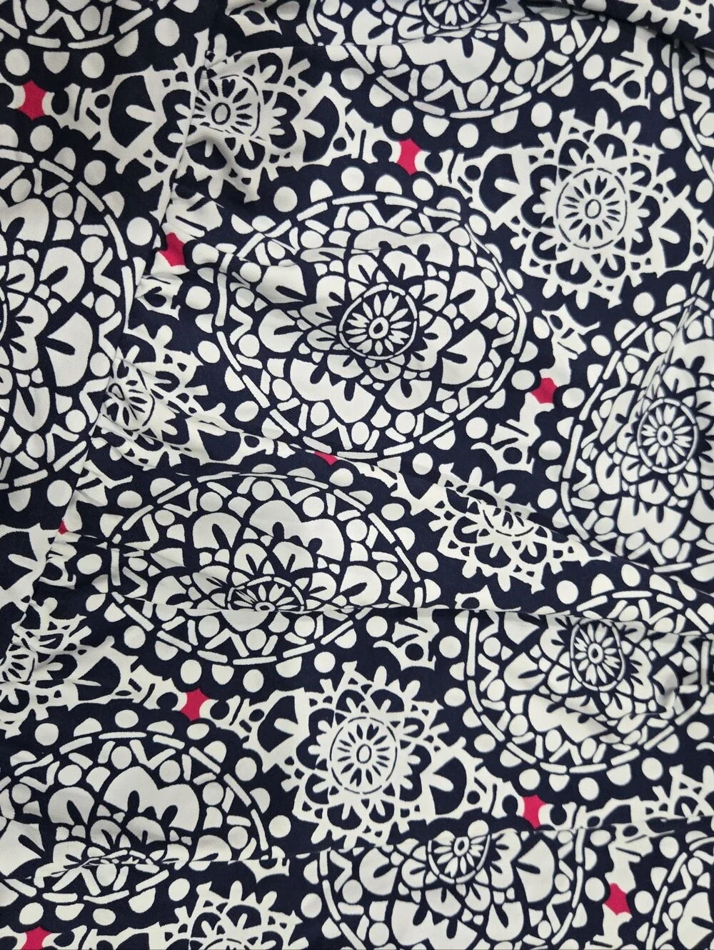 Lands End Navy White Pink Mandala Geometric Blouson Tankini Swim 22W